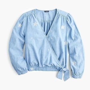 JCrew Chambray Wrap Top With Stars